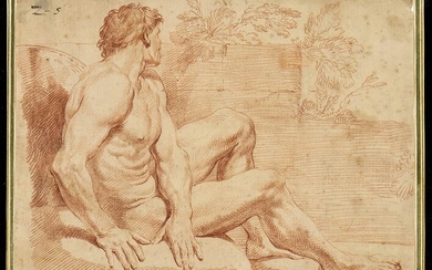 EMILIAN SCHOOL, 17th CENTURY Study of sitting nude Red chalk...