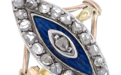 Early 20th century gold diamond enamel ring