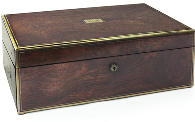 Early high quality brass inlaid rosewood lap desk