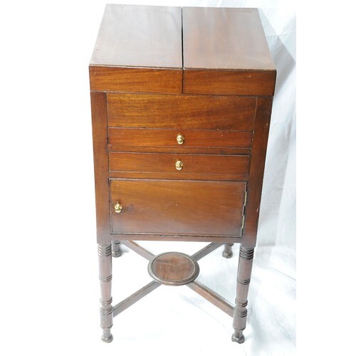 Edwardian mahogany washstand with lift-up lids, two drawers ...