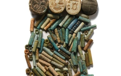 Egyptian Faience Bead and Scarab Collection