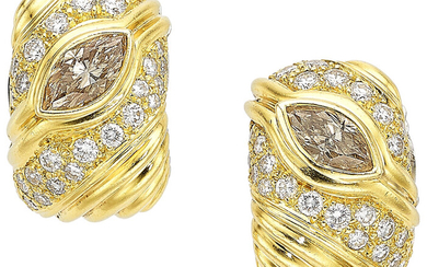 Elan Colored Diamond, Diamond, Gold Earrings Stones: Marquise-shaped pinkish...