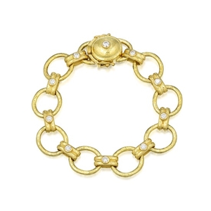 Elizabeth Locke Hammered Gold Diamond Link Bracelet