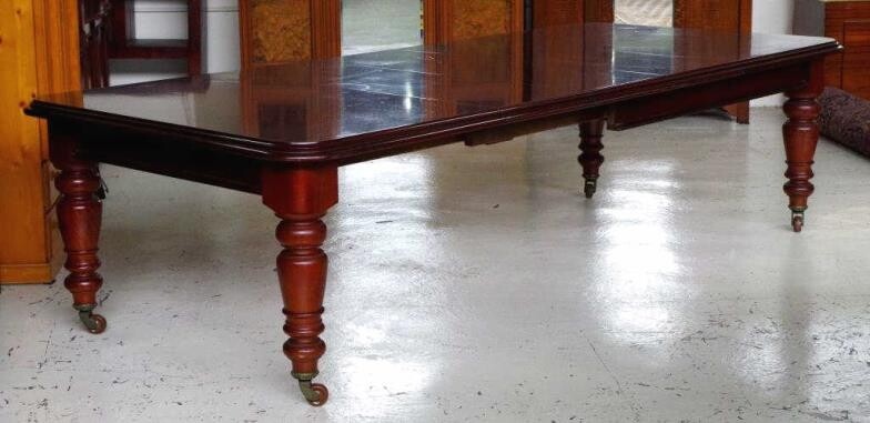 English mahogany extension dining table with crank wind extension,...