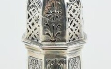 English sterling silver ornate castor. Perforated top.