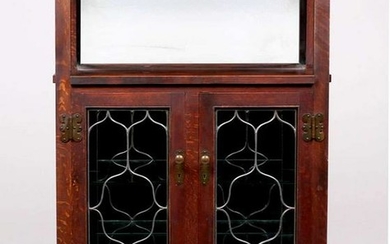 Extremely Rare Roycroft Leaded Glass Cabinet c1910