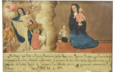 FRAMED RETABLO PAINTING, OUR LADY OF THE LIGHT