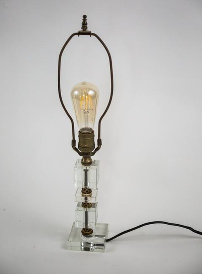 FRENCH ART DECO modernist Glass DESK LAMP ADNET 1