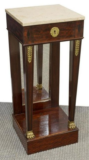 FRENCH EMPIRE STYLE MARBLE-TOP MAHOGANY STAND