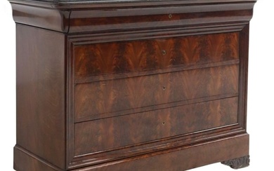 FRENCH LOUIS PHILIPPE PERIOD FLAME MAHOGANY COMMODE
