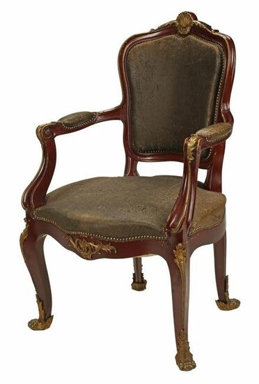 FRENCH LOUIS XV STYLE ORMOLU-MOUNTED DESK CHAIR