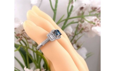 Fancy Deep Blue Enhanced Round Diamond Engagement Ring 1.86 Tcw 14kt WG COA