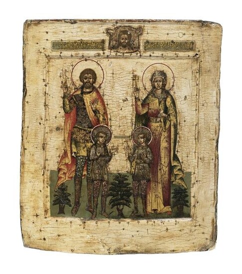 Fils de Grands Chrétiens, icône sur panneau, Russie XVI-XVIIe s., Vladimir le Grand avec