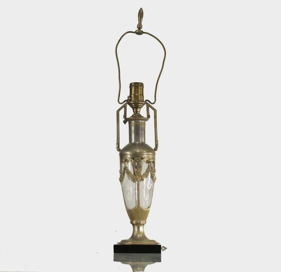 Fine Cut Glass and Bronze Neo Classical Table Lamp