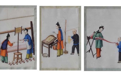 Five 19th century Chinese watercolours on pith paper