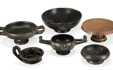 Five Greek South Italian pottery vessels, Circa 4th Century B.C including a...