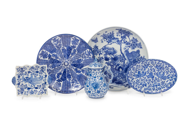 Five Japanese Blue and White Porcelain Articles