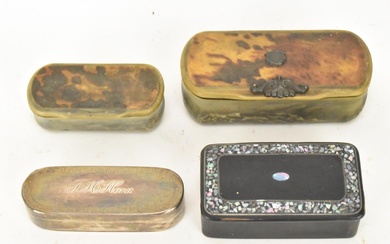 Four mixed snuff boxes to include a George III...