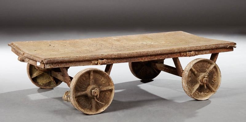 French Cast Iron Moving Dolly, with iron wheels, H.- 9