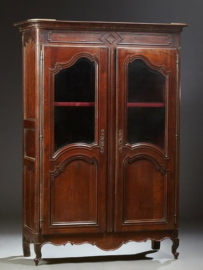 French Provincial Louis XV Style Carved Cherry Armoire