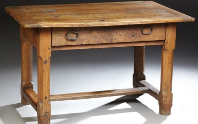 French Walnut and Cherry Farmhouse Table, 19th c., the