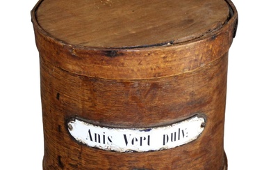 French bentwood pharmacy box with enamel plaque "Anis Vert Pulv"