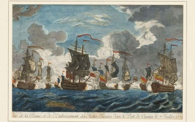 French peep-sheet c. 1780, naval battle against the Turks 1770, ''Vue de la Ruine, et de l'