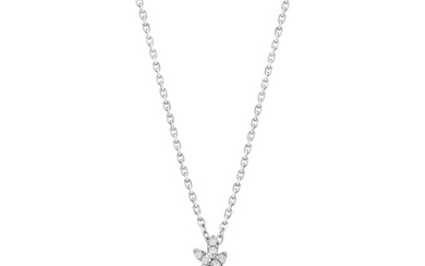 Freshwater Pearl And Diamond Leaf Pendant In 14k White Gold 16-18" Adjustable Cable Chain