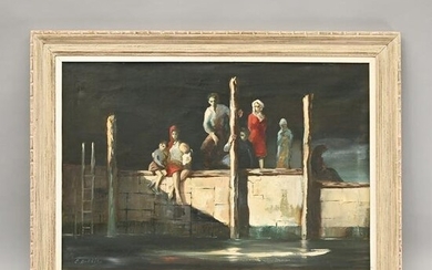 George Biddle - Cuban Family Waiting At The Dock