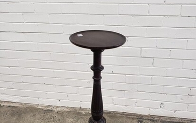 Georgian Style Fruitwood Torchere or Pedestal, with turned & reeded pedestal, on outswept feet, restorations (H:103 x Base Diameter: 4