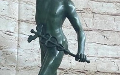 Giambologna's Flying Mercury: Bronze Sculpture with Green Patina - 22" x 13"