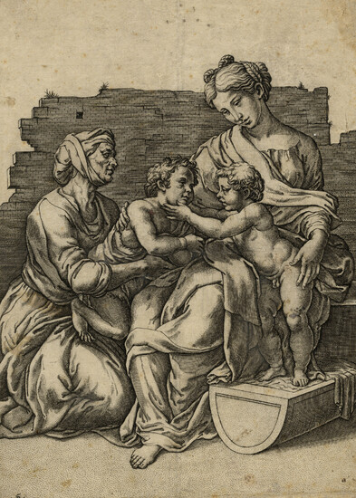 Giovanni Jacopo Caraglio (Verona, 1505 - Cracovia, 1565), La Vergine col Bambino, Sant'Elisabetta e il piccolo Battista (Piccola Sacra Famiglia).