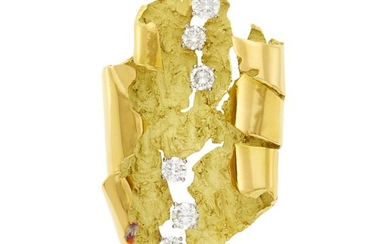 Gold and Diamond Clip-Brooch