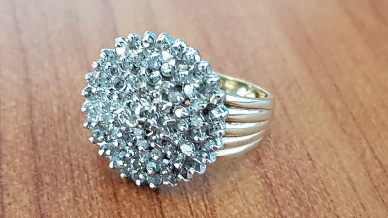 Gold and Diamond Cluster Ring, Total Weight Approx. 5.8, Siz...