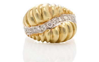 Gold and Diamond Fluted Bombe Ring