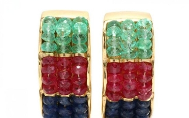 Gold and Gem-Set Earrings, Italy