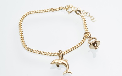 Gold-plated sterling silver bracelet with gold charms