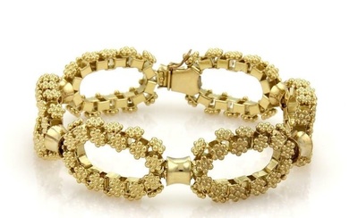 Gorgeous 18k Yellow Gold Oval Rosette Link Chain Bracelet