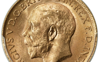 Great Britain: , George V gold Sovereign 1916 MS64+ PCGS,...