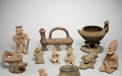 Group African earthenware figures and vessels