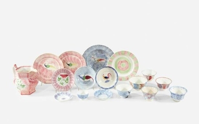 Group of seventeen spatterware table items, 19th