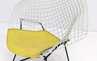 HARRY BERTOIA Diamond Chair with Yellow Vinyl Cushion.