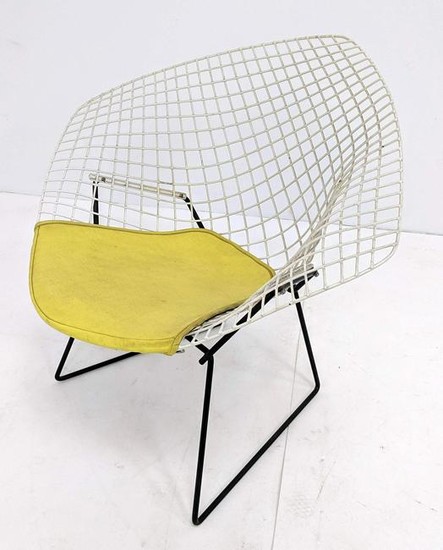 HARRY BERTOIA Diamond Chair with Yellow Vinyl Cushion.