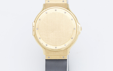 HUBLOT. wristwatch, model 'Classic', quartz movement, 750 yellow gold, rubber, 1983, Switzerland.
