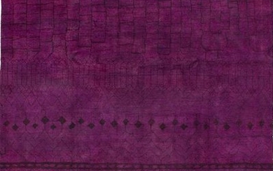 Hand-knotted Vibrance Dark Burgundy Wool Rug 9'9" x