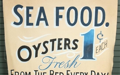 Hand-painted Canvas Sea Food Market Banner