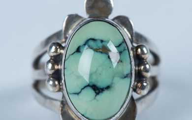 Handmade Native American Sterling Silver & Turquoise Ring
