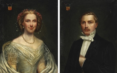 Harald Moltke: Two portraits of Mrs. Adelheid Marie von Hedemann and Mr. Gebhardt Valentin Kaas. Signed and dated HM 1911. 67×53 cm. (2)