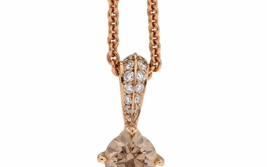 SOLD. Hartmann's: A necklace of 18k rose gold set with a brilliant-cut champagne coloured diamond...