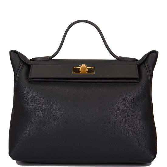 Hermès Black 24/24 Bag 35cm of Maurice Leather with Gold Hardware